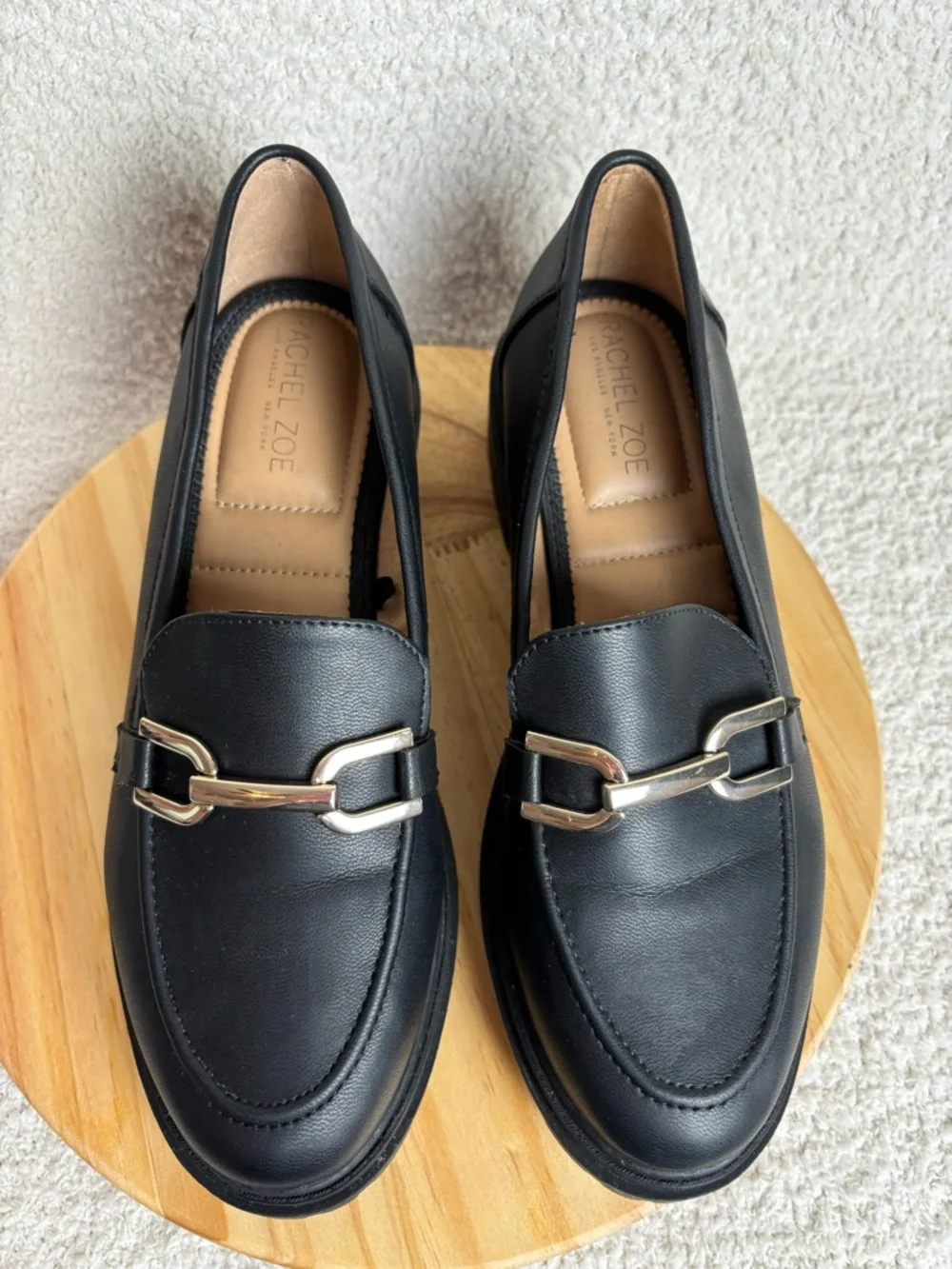 Rachel Zoe Shoes Womens 8.5 Black Mila Slip‎ On Chunky Horse Bit Lug Sole Loafer